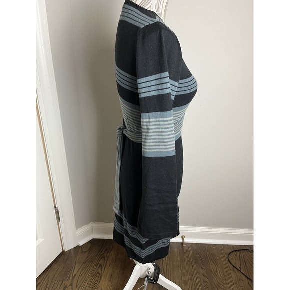 Prana Body Con Black Pullover Dress V-Neck with Stripes Belted SZ Small Y2K - Picture 6 of 10